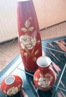 3 hübsche, dekorative rotbraune, Vasen als Set Goldrelief Thüringen - Walschleben Vorschau