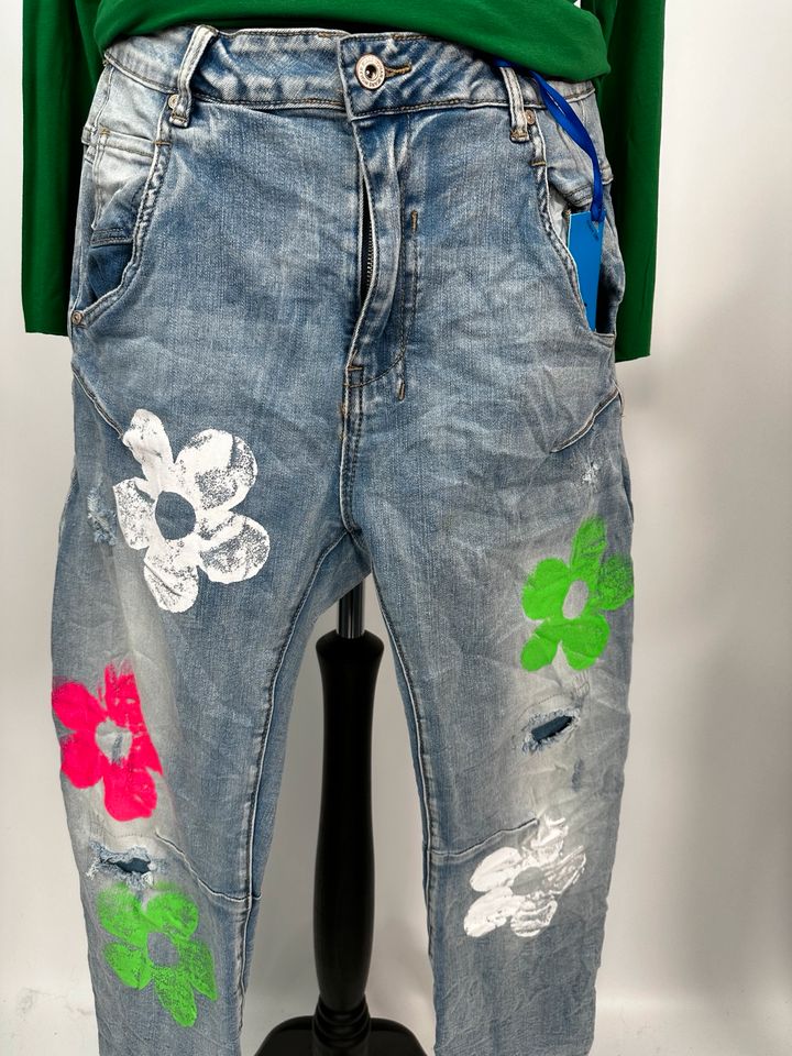 RESTOCK Jeans Hose Sexy Woman Marke Blumen Umschlag Patchwork in Mainz