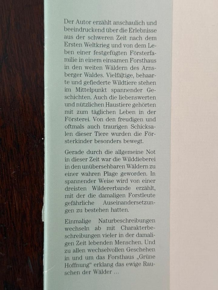 Heinz Wittkamp Damals im Forsthaus Grüne Hoffnung Jagd Buch in Hamburg