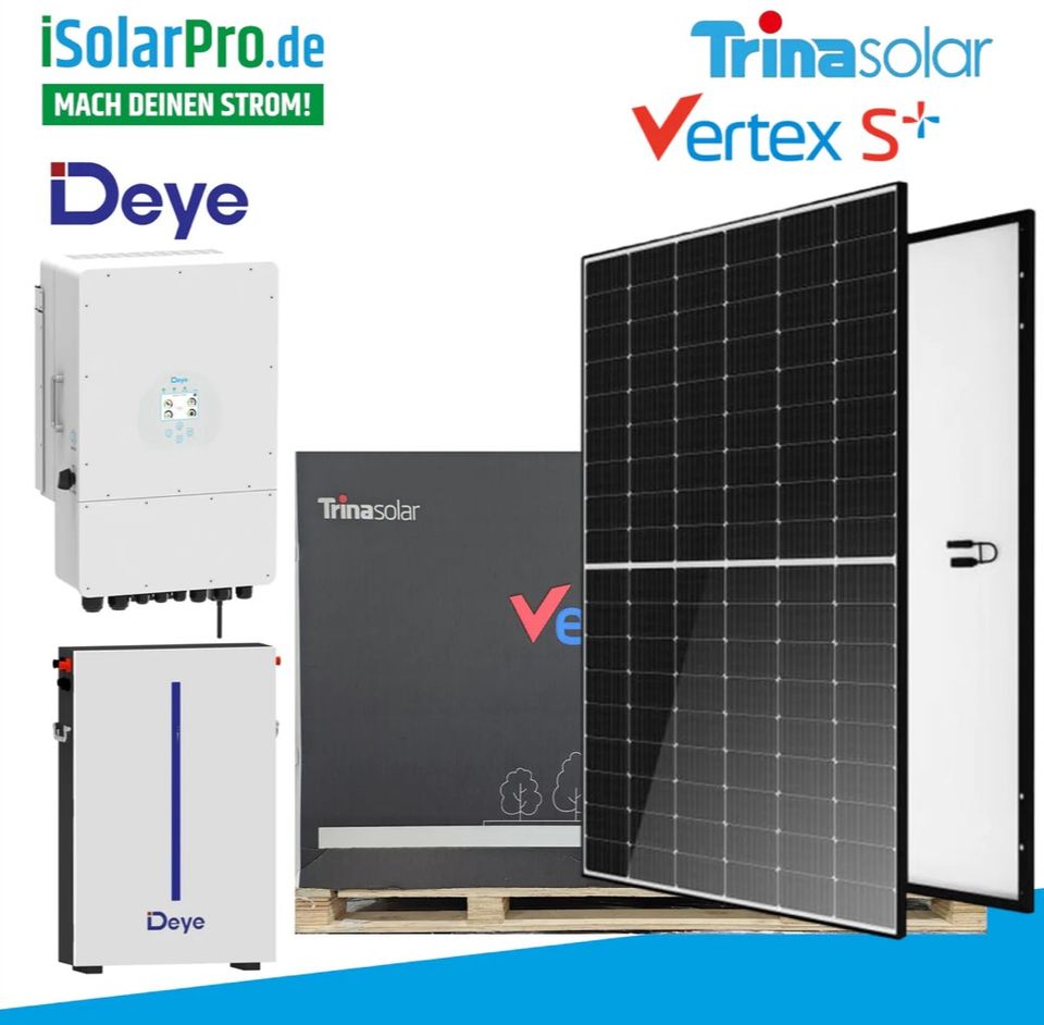 12 kW PV-Anlage Set 28 x 435W Trina Vertex S+,12 kW Deye Wechselrichter +6,14 kWh PV-Speicher Deye in Moers