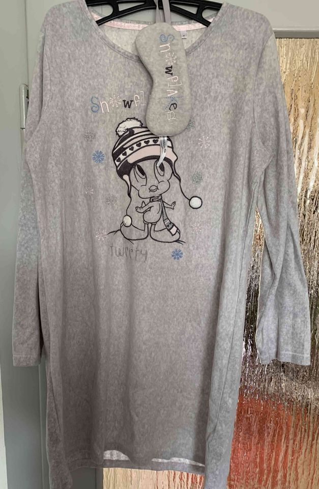 Damen Schlafshirt Schlafhemd Nachthemd Gr. M + Schlafmaske in Röthlein