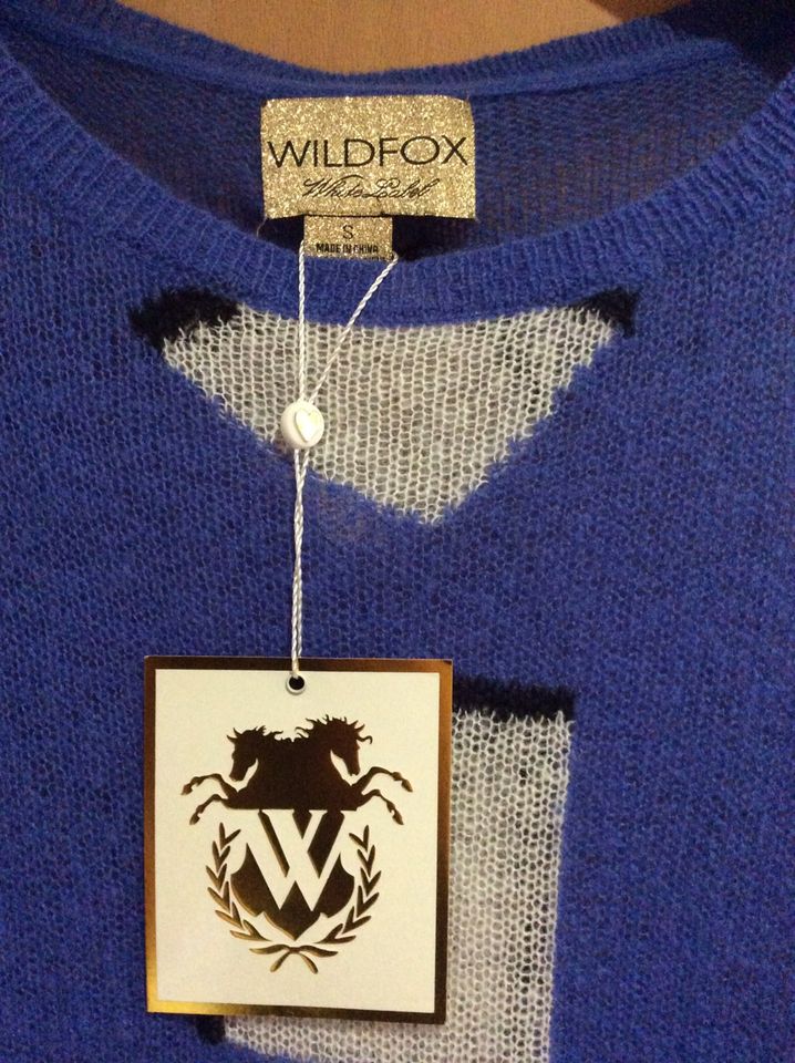 Neu Wildfox Damen Pullover Strickpullover blau weiß Größe S M L in Neuss