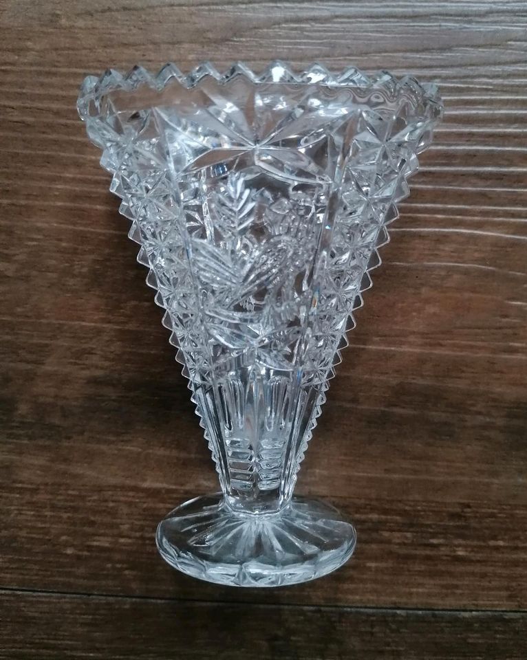 Vintage Hofmeister "The Byrdes" Fächer Vase Kristallglas Glas in Lüneburg