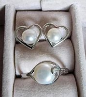 Süßwasserzuchtperlen Perlen Silber Ring Gr.17 Ohrringe Kette neu Hessen - Münster Vorschau