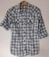 Orsay Bluse 3/4 Arm kariert weiß blau floral 34 Krempelärmel Niedersachsen - Wathlingen Vorschau