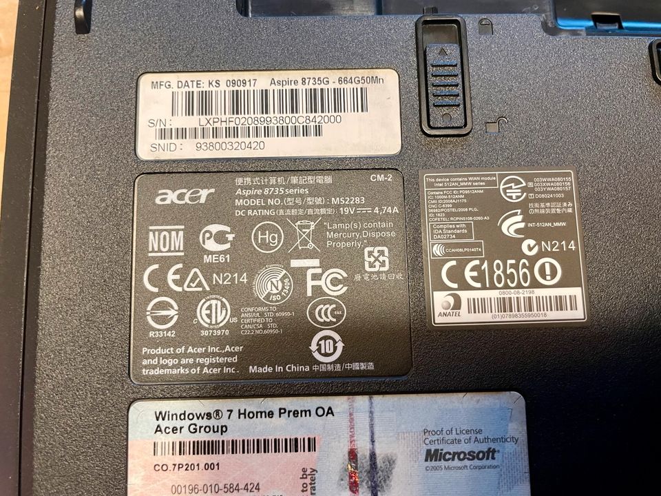 Acer Aspire 8735G Grafikkarte Prozessor RAM DVD RW in Niedernberg