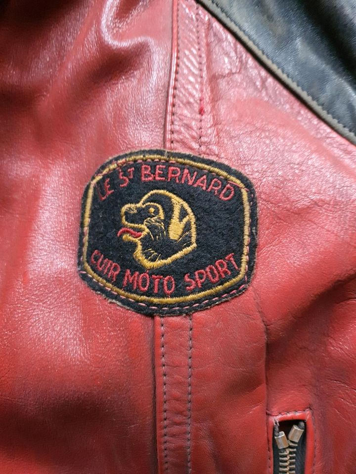 Retro Motorradjacke Le St. Bernhard cuir Moto Sport in Straelen