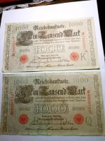 Reichsbanknote 2x 1000 Mark v 1910 Rotes Siegel Sachsen - Zeithain Vorschau