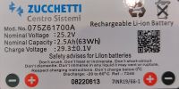 Batterie Li-Ionen Zucchetti 075Z61700A 2.5Ah 25.2V Akku Niedersachsen - Kalefeld Vorschau