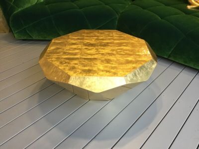 "BRETZ" RUND (DIAMANT) COUCHTISCH BLATTGOLD "AUSSTELLUNGSSTÜCK" in Birkenau