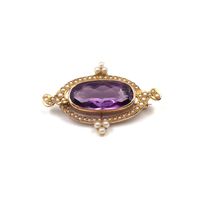 14 kt Gelbgold antik Brosche Amethyst Saatperlen 585 Gold Nürnberg (Mittelfr) - Südstadt Vorschau