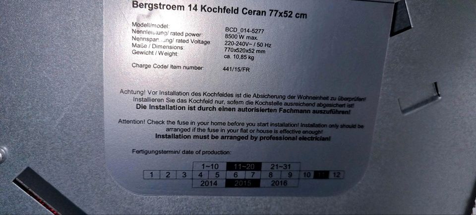 Kochfeld Bergstroem 14 in Michendorf