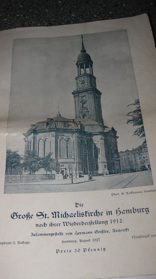 Sammler! Die große St. Michaeliskirche in Hamburg 1927 in Burgstädt