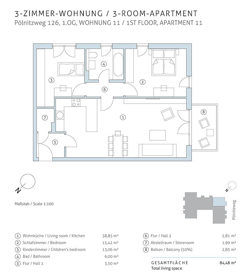 3 Zimmer, Wannenbad, Balkon & Einbauküche: Vermietete Eigentumswohnung im grünen Buch in Berlin