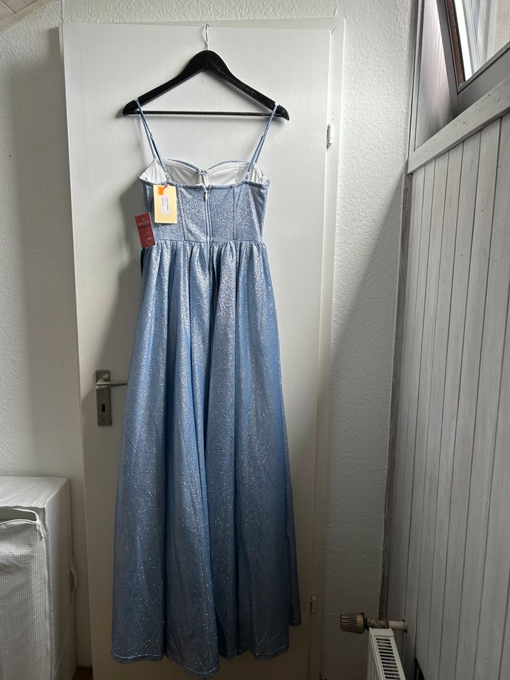 Abendkleid blau Glitzer lang in Düsseldorf