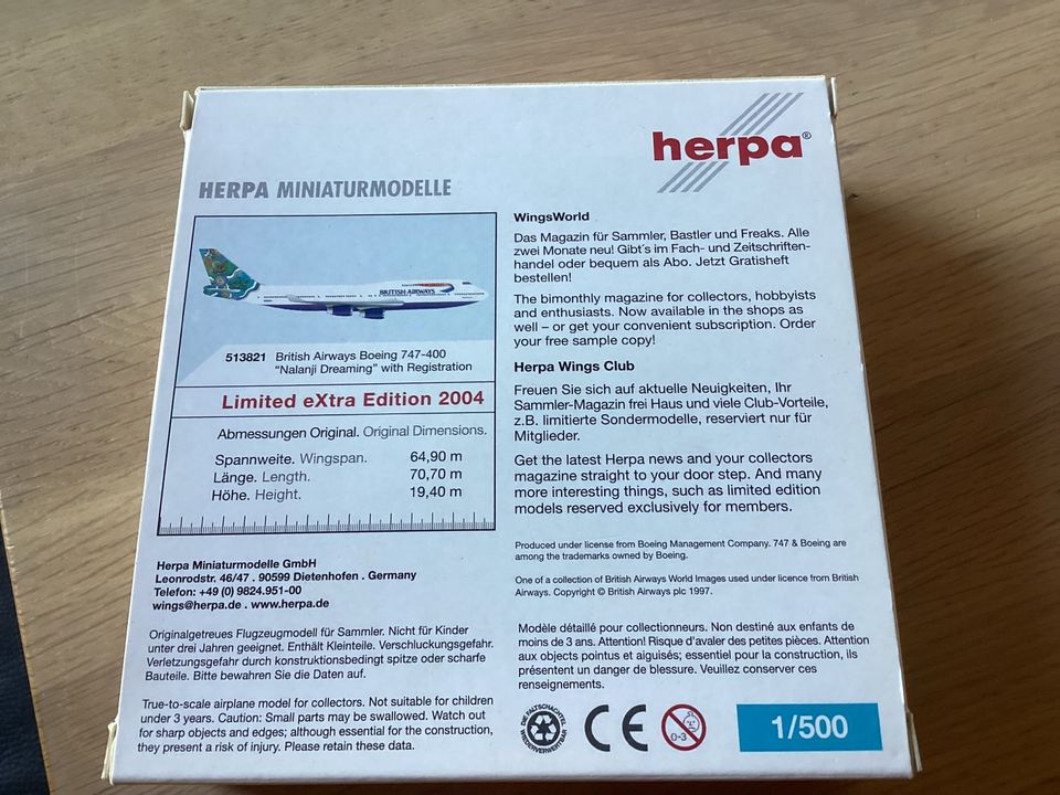 Herpa Wings British Airways Boeing 747-400 LIMITED EDITION! in Laufach