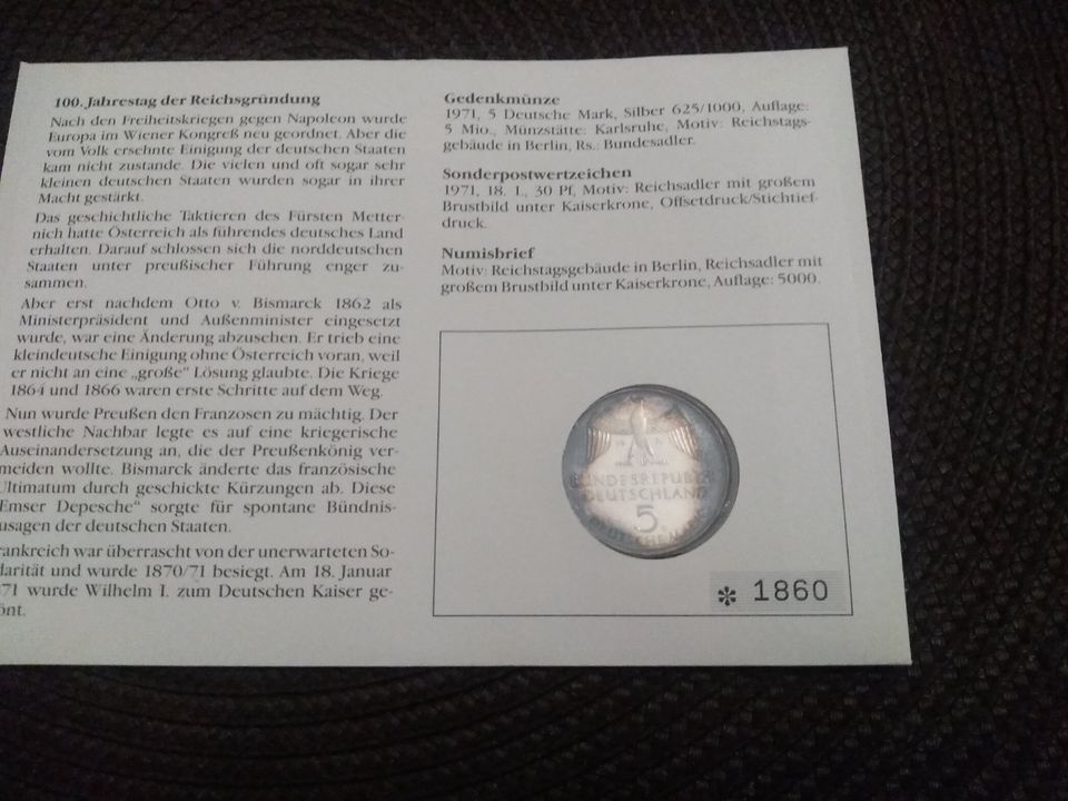 Numisbrief 100. Jahrestag der Reichgründung in Berlin