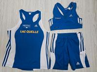Sport Set Adidas 164 XS 34 blau weiß  Laufen Shirt Hose Bustier Thüringen - Oldisleben Vorschau