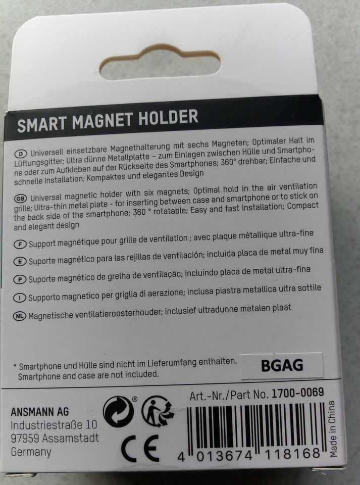 Ansmann Smart Magnet Windschutzscheiben-Halterung Handy-Kfz-Halterung