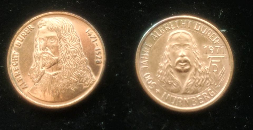 Gedenk Medaille 1971 Albrecht Dürer Münze Kupfer, Nürnberg in Zossen-Waldstadt