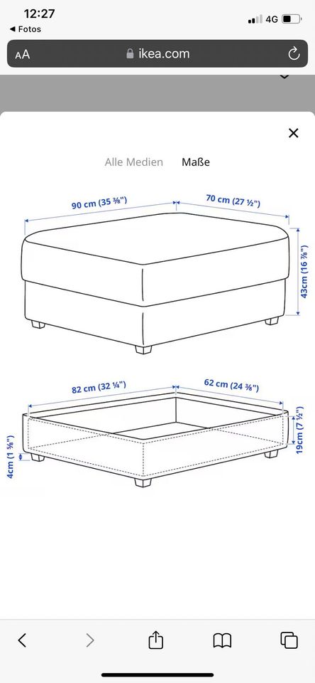 Hocker "KIVIK" (Ikea); Grau in Arnsberg