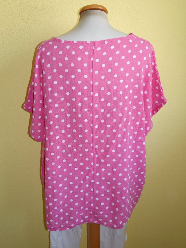 Shirt Leinen pink polka dots Gr XL neu Versand in Hannover