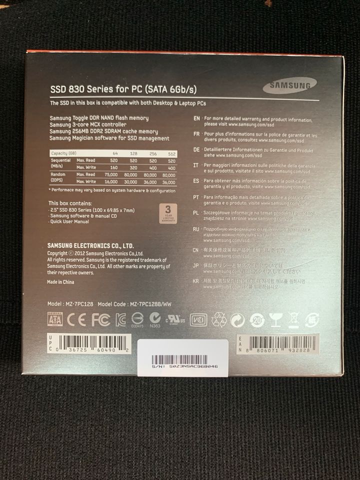 Samsung solid State Drive SSD neu original verpackt ! 830 Series in Hohentengen am Hochrhein