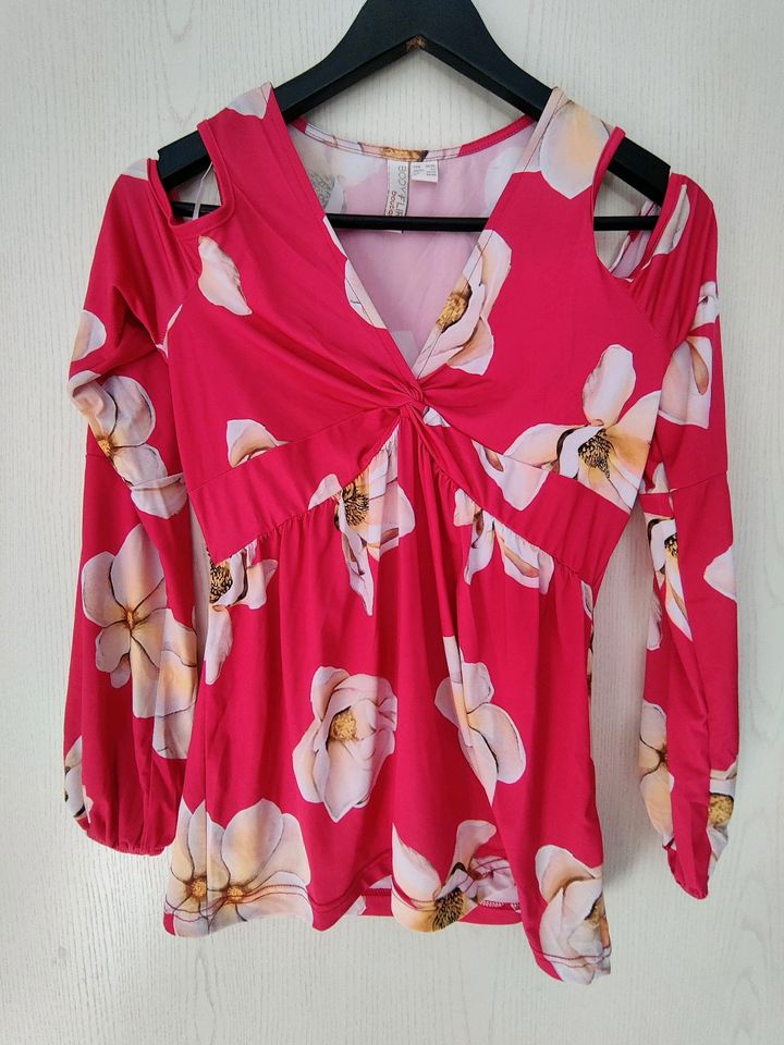 Cold shoulder Shirt, Gr 32/34,Bodyflirt,pink mit schönen Blumen in Schildow