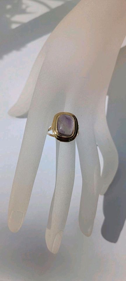 Antiker großer 585 Gold 14 k Amethyst Ring Art Déco 65 in Reinstorf