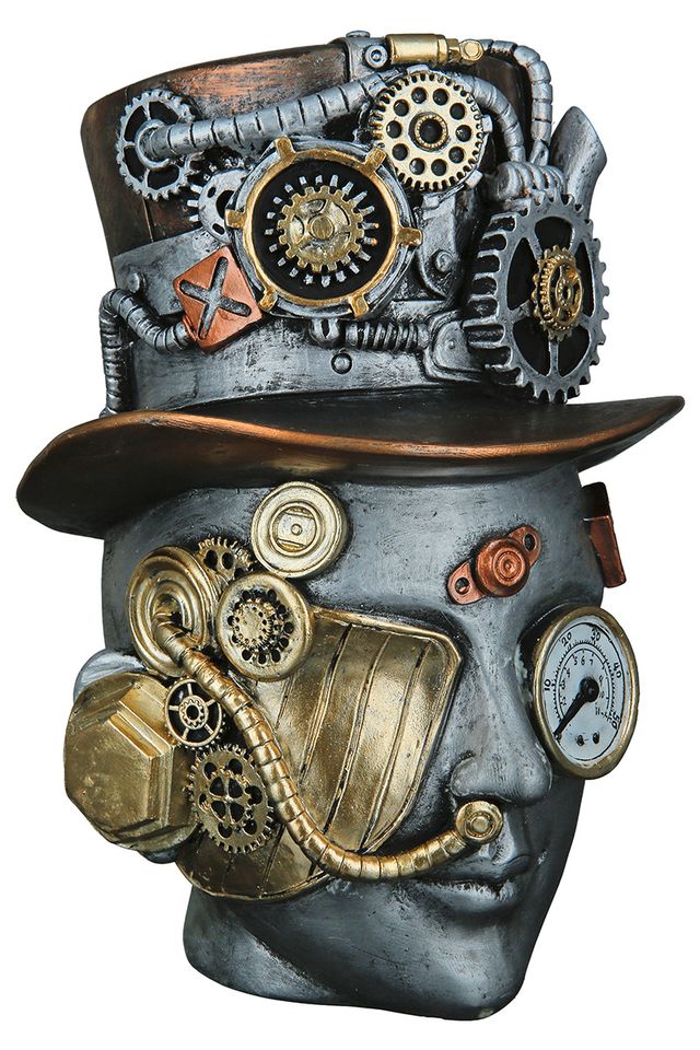 Gilde Dekofigur Skulptur Steampunk Female Kopf mit Hut Deko in Winsen (Luhe)