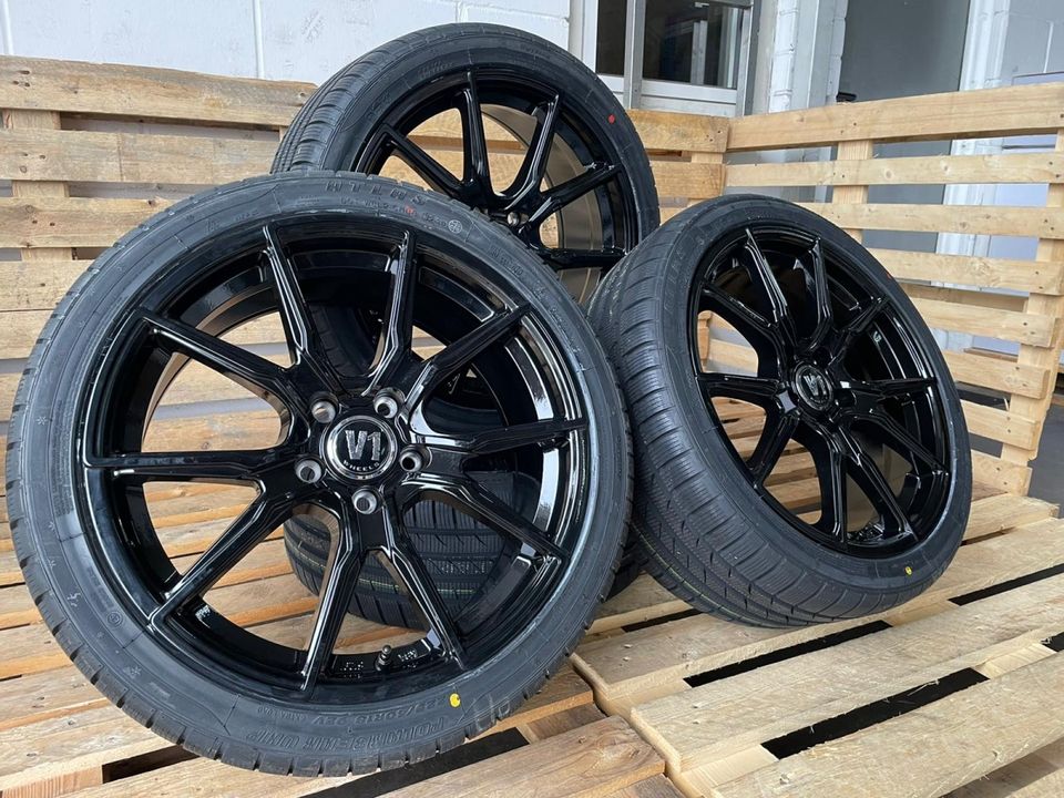 V1 Wheels V1 18 Zoll Schwarz Sommerreifen Felgen Winterreifen Mercedes A Klasse W176 W245 B Klasse W246 C63 AMG C Klasse W204 Coupe Cabrio CLA 117 E Klasse W207 W212 VW Golf 5 6 7 8  Sportsvan Hybrid in Rodgau