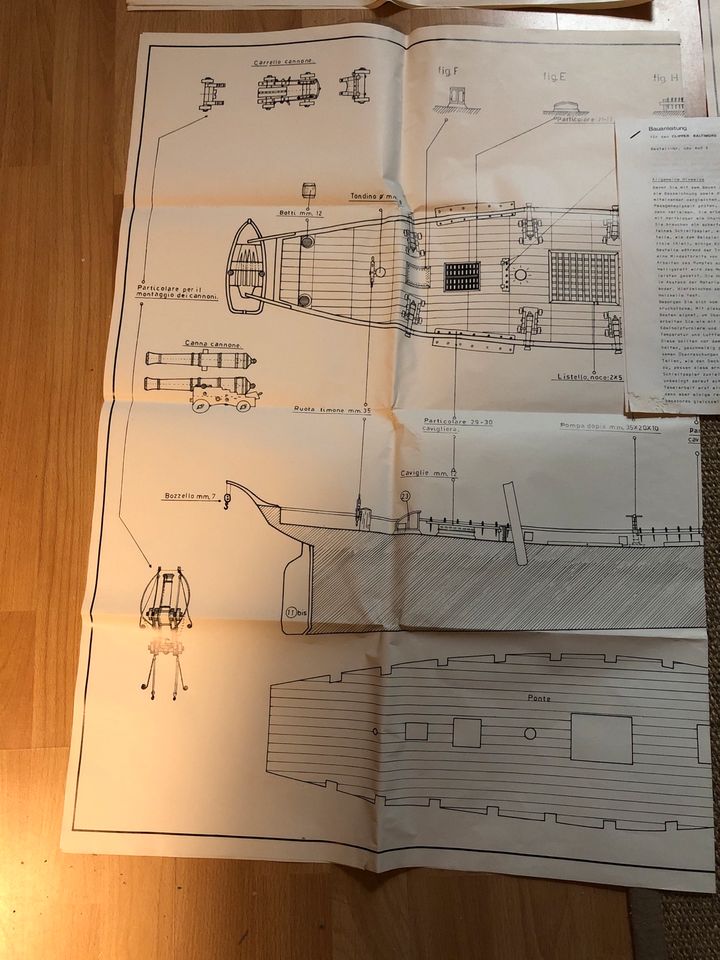 Segelschiff Baltimore Clipper, Baupläne, 1:50 in Lübeck