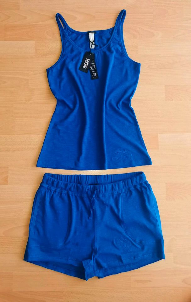 DIESEL Shorty 38 Sommer Pyjama Schlafanzug Lounge Wear Royalblau in Coesfeld