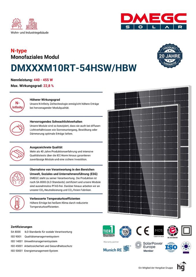 53,12kWp PV Anlage TRINA full black 415Wp TSM-415DE09R.05  Kostal in Eppingen