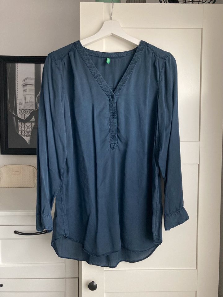 Benetton Bluse Tunika blau lyoncell in Rieste