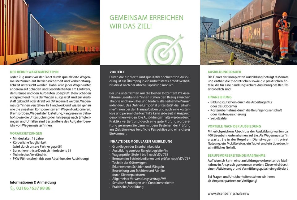 Weiterbildung zum Wagenmeister (m/w/d) - anschließend Gehalt ab 3000 € in einem sicheren Job! in Düsseldorf