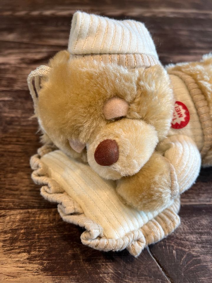 Schnarchbär schnarchender Teddybär auf Kissen beige in Marl