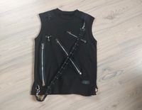 Schwarzes Gothic Top mit Totenköpfen und Riemen Größe M Bayern - Eichenau Vorschau