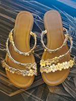 Damen Flip Flops GOLDIG Gr. 37 Schnallen Blumen Garten Sachsen - Müglitz Vorschau