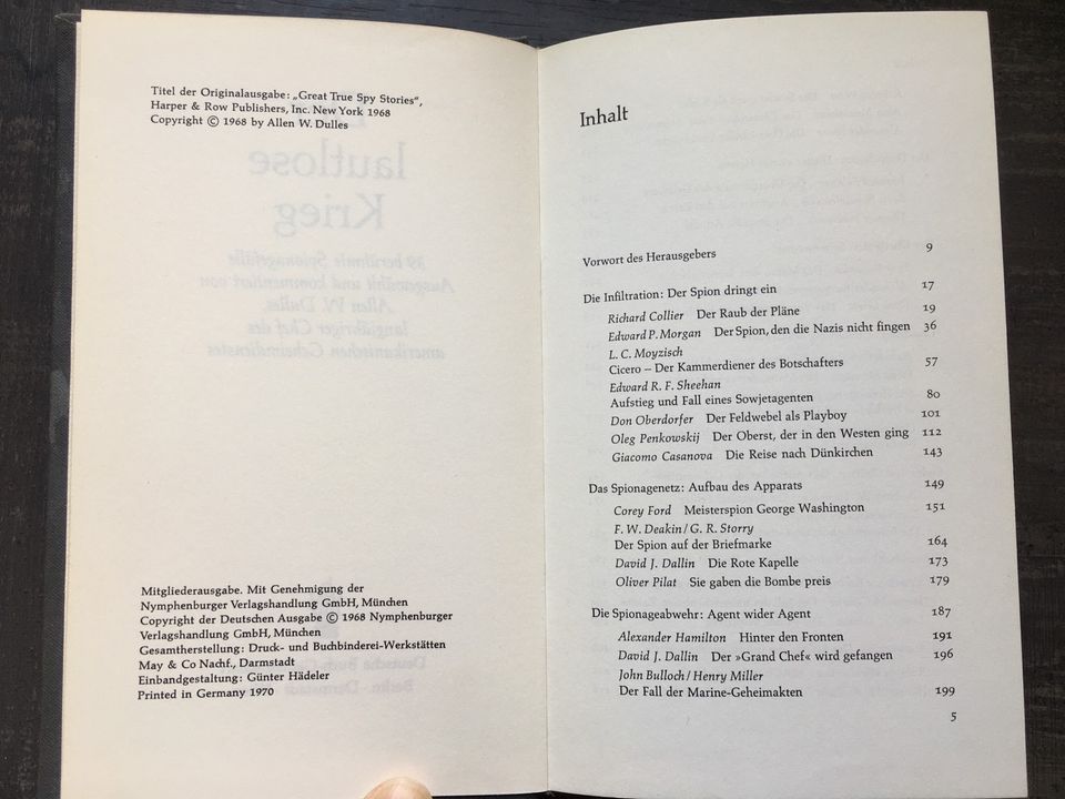 Allen W. Dulles: Der lautlose Krieg, 39 berühmte Spionagefälle in Langen (Hessen)