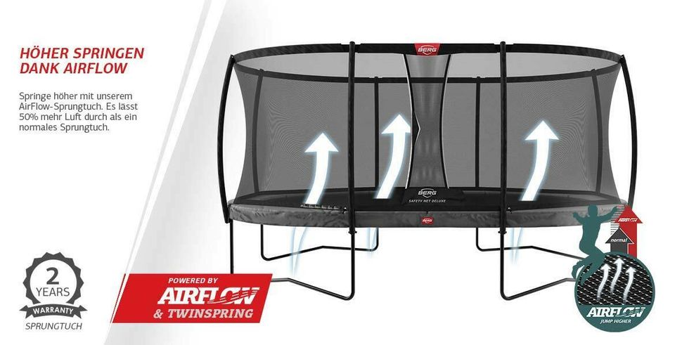 BERG Grand Champion 470 InGround Trampolin Grau + Net Deluxe in Kupferzell