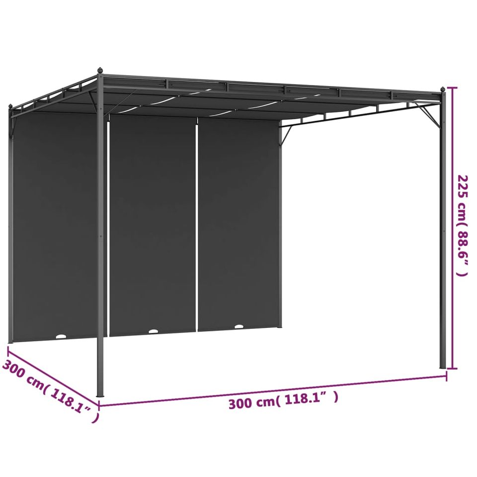 Gartenpavillon mit Seitenvorhang Pavillon 3x3x2,25 m Anthrazit in Bad Kissingen