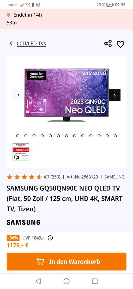 Smart TV 4k UHD SAMSUNG GQ50QN90C NEO QLED TV in Wipperfürth