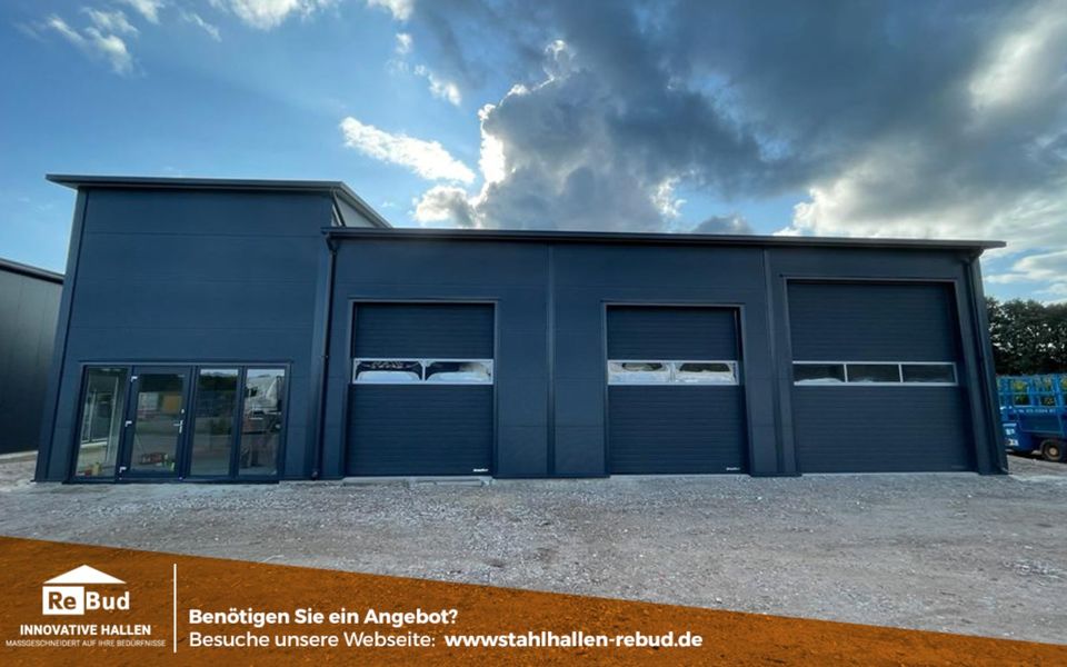 Stahlhalle, Lagerhalle, Werkstätte, Stahlgerüst, Industriehallen - Produzent RE-BUD in Hanau