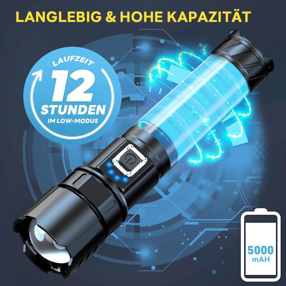 Gisaae Taktische Taschenlampe Led Aufladbar 10000 Lumen Neu in Schwerte