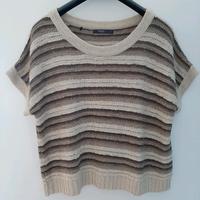 Manguun Pullunder vintage  Strick  braun  beige gestreift  Gr. 44 Nordrhein-Westfalen - Goch Vorschau