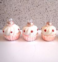 3 Glas Muffin Torte Weihnachtskugeln Christbaumschmuck 6 cm Nordrhein-Westfalen - Geldern Vorschau