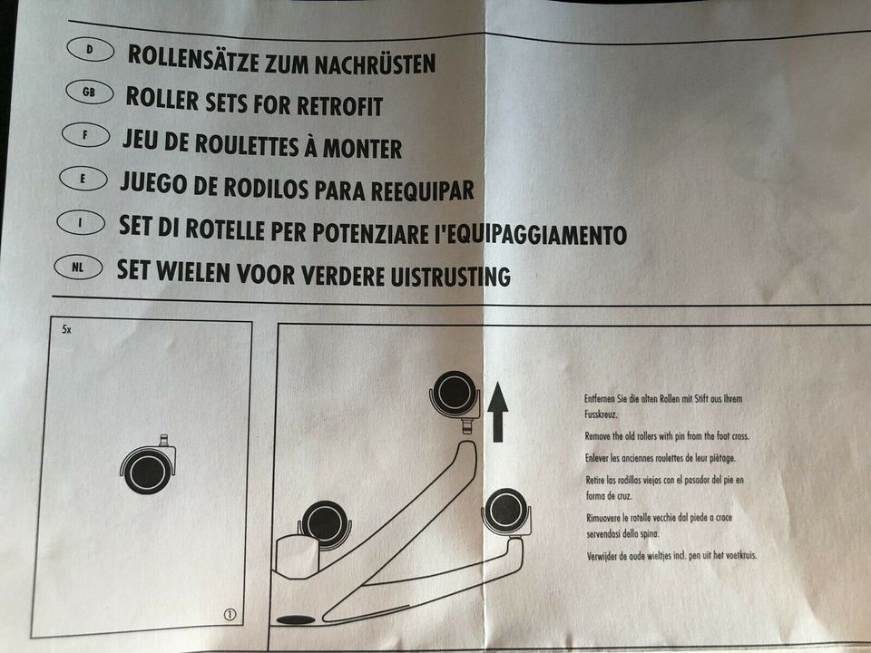 5 Drehstuhl Rollen, Rollensatz für Schreibtisch Stuhl Jako'o  Neu in Bruckmühl