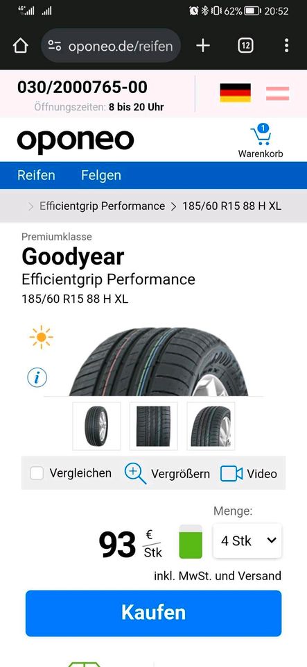 Reifen Goodyear 185/65 R15 4vstuck neue in Berlin