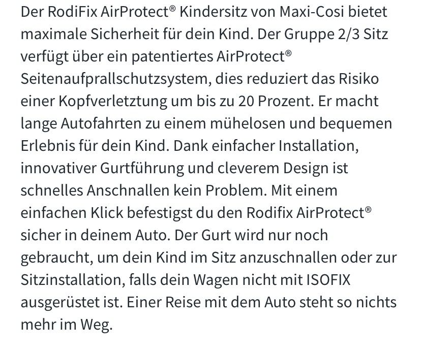 Maxi-Cosi RodiFix AirProtect Kindersitz in Stuttgart